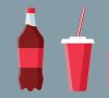 Vier verschiedene Verpackungsarten von Cola: Glasflasche, PET-Flasche, Pappbecher, Getränkedose
