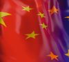 China and EU flag. 3d illustration